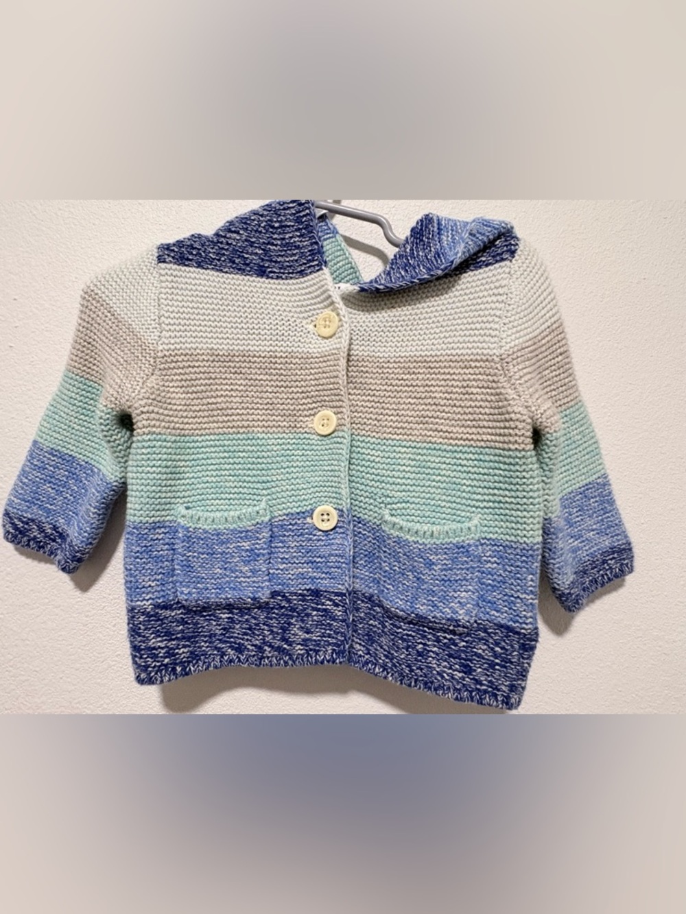 GAP Striped Hooded Knit Cardigan